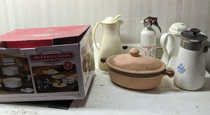 lot 40 image: 3 coffee pots, stackable buffet cad...