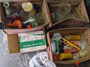 lot 42 image: 3 boxes which include several glass...