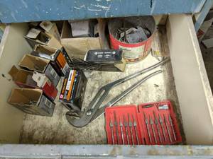 lot 140 image: Drawer of contents, includes nails,...