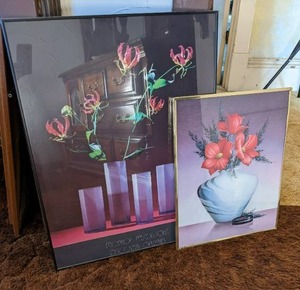 lot 174 image: 2 framed floral prints 1620 and...