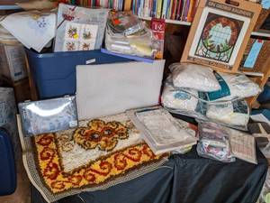 lot 221 image: Covered Tote and More Needlepoint, ...