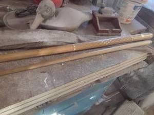 lot 79 image: Pool cue, wooden duck, and notepad ...