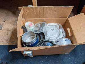 lot 235 image: Large Box of Glass Casserole Dishes...