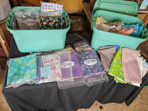 lot 212 image: (2) Covered Tote of Various quiltin...