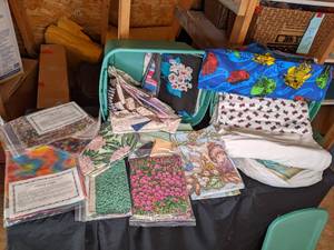 lot 213 image: (2) Covered Tote of Various quiltin...