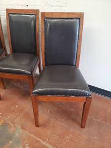 lot 12 image: Set of Six Brown Leather Dining Chairs