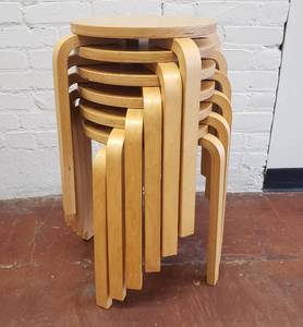 lot 52 image: Ikea Vintage Alvar Aalto Style  Wooden Stacking Stools  set of 2