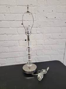 lot 92 image: Chrome and Faceted Cube Glass Stacked Table Lamp