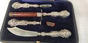 lot 89 image: Old English Sterling Silver Sealing Wax Stationery Set with Case