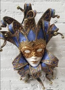 lot 109 image: Leather and Ceramic Mardi Gras Mask Wall Art
