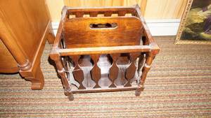 lot 13 image: Wooden Hand Made Magazine, Etc. Holder