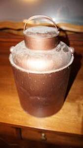 lot 14 image: Galvanized Ice Cream Container With Handle On Lid & Handle On Main Part