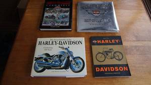 lot 67 image: Four Harley Davidson Books--The Encyclopedia Of The Harley Davidson (Celebrating 100 Years)--Harley Davidson Chronicle--Harley Davidson Rolling Sculpture--Harley Davidson Historical Overview