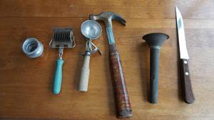 lot 73 image: Miscellaneous Items--Bread Knife-Hammer-Ice Cream Scoup-, Etc.