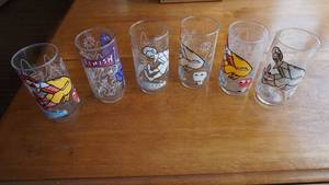lot 77 image: Six Ronald McDonald Action Series Glasses From 1977