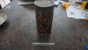 lot 86 image: Vintage Baking Powder Holder Container--25 Oz.---An Aluminum Comb