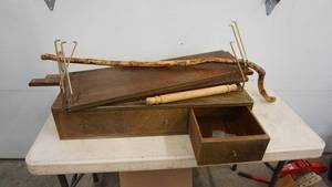 lot 160 image: A Walking Stick--Two Drawers Connected To Cabinet Top With Other Boards To Construct Complete Cabinet