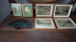 lot 93 image: Six Framed Pictures By Lional Barrymore- (Point Magu--Purdys Basin--San Pedro--Point Pleasant)----Hand Fan From Bali