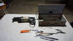 lot 104 image: Rockwell EHD  2 Speed Electric Tiger Saw--Model 627 With Numerous Blades--In Metal Storage Case