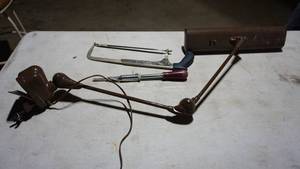 lot 108 image: Hand Tree Grooming Saw--Fluorescent Light With 2 Fluorescent  Bulbs On Adjustable Black Swing Arm--Hand Screwdriver