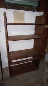 lot 129 image: Dark Brown Wooden Wall Unit With Shelving--34 12  x  16 Deep  x  61 Tall