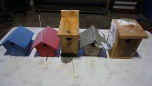 lot 131 image: Five Wooden Bird Houses