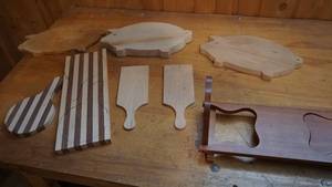 lot 181 image: Misc. Carved Wooden Cutting Boards Etc