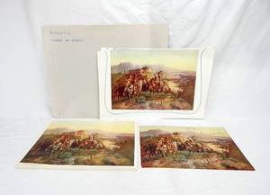 lot 45 image: Lot of 75 Charles M. Russell Planning The Attack Western Themed Prints