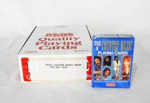 lot 60 image: Box of 12 Vintage 1996 Hoyle Stars of Country Music Poker Size Playing Card Decks