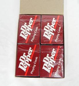 lot 62 image: Box of 12 Vintage 1996 Hoyle Dr Pepper Poker Size Playing Card Decks