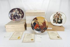 lot 70 image: Lot of 8 Vintage 1970s Norman Rockwell Collector Plates