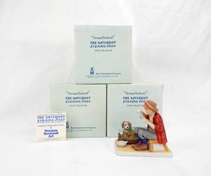 lot 94 image: Lot of 3 Vintage 1990 Saturday Evening Post Cover Collection Series Norman Rockwell Bedside Manner Dave Grossman Creations Limited Edition Figures