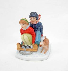 lot 96 image: Lot of 6 Vintage 1991 Norman Rockwell Downhill Daring Dave Grossman Creations Limited Edition Figures