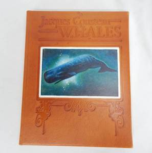 lot 4 image: Lot of 5 Vintage 1986 Limited Edition Jacque Cousteau - Whales Leather Bound Books