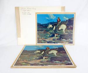lot 8 image: Lot of 40 Vintage Frank Tenney Johnson Night Herd Prints