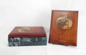 lot 12 image: Lot of 4 Vintage 1988 Special Edition Steam Railways of the World Leather Bound Books