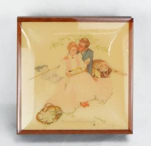 lot 112 image: Set of 6 Vintage Norman Rockwell Four Ages of Love Series Musical Jewelry Boxes