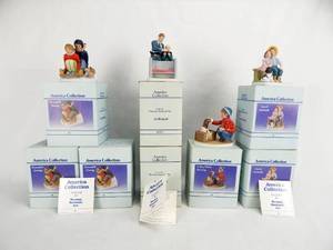 lot 114 image: Lot of 8 Assorted Vintage 1991 Dave Grossman Creations America Collection Norman Rockwell Limited Edition Figures