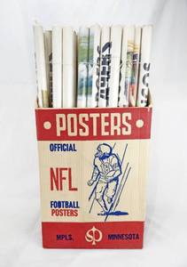 lot 1 image: Vintage 1960s1970s Stancraft Products NFL Poster Lot With Sales Display Box - 86 Posters