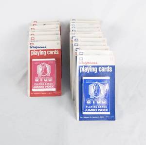 lot 79 image: Lot of 19 Vintage  Walgreens Stud Jumbo Index Poker Size Playing Cards