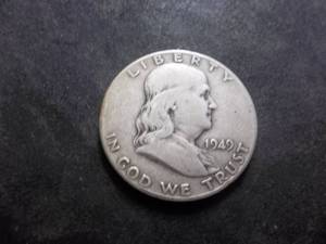 1949 D Franklin Silver Half Dollar