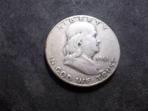1951 S Franklin Silver Half Dollar