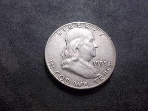 1959 D Franklin Silver Half Dollar
