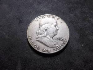 1952 S Franklin Silver Half Dollar
