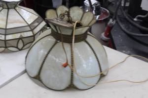 lot 496 image: Glass Hanging Luminaire with Glass Shade