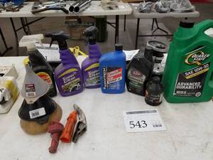 lot 543 image: Automotive Supplies  - Automotive Chemicals, Spouts (x3), Funnels (x3)