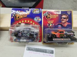 lot 611 image: Lot of (2) Hasbro Winners Circle NASCAR Stock Car 164 Scale Die-Cast Metal Replica Adult Collectible (In Original Packaging)