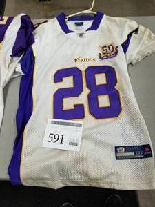 lot 591 image: Reebok On Field Equipment Peterson #28 Minnesota Vikings Jersey Size 50