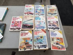 lot 587 image: Lot of (10) Auto Repair Manuals - 1970-1985 Cutlass, 1967-1984 ChevyGMC Van, Toyota Celica, GM J-Car 1982-1985, and more
