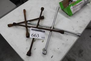 lot 663 image: Lot of (3) 4-Way Tire Irons